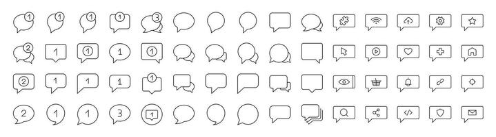 Collection of Various Speech Bubbles Related Line Icons. Outline Signs for Graphic and Web Design, Apps, Adverts, Various Cards vector