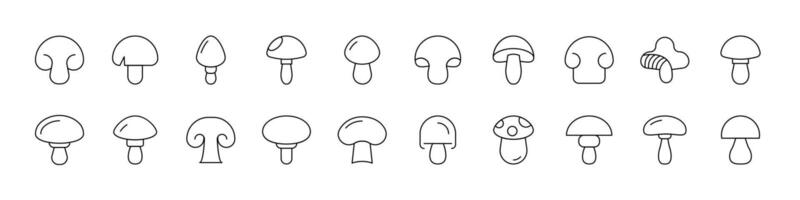 Mushroom Thin Line Icon Set. Outline Signs for Graphic and Web Design, Apps, Adverts, Various Cards vector