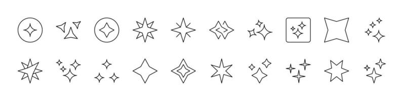 Sparkles and Stars Thin Icons Collection. Editable Stroke. Suitable for Web Sites, Books, Cards, Apps vector