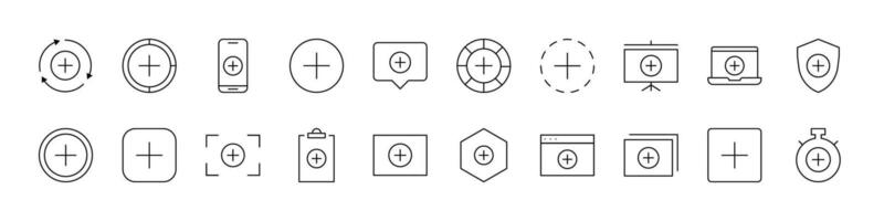 Plus Sign Modern Outline Style Icons for Design, Cards, Apps, Social Networks vector