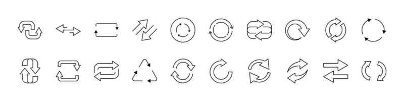 Arrow Round Line Icon Collection. Outline Signs for Graphic and Web Design, Apps, Adverts, Various Cards vector