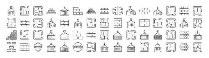Brick Wall, Floor Plan, Blocks, Building Modern Outline Style Icons for Design, Cards, Apps, Social Networks vector