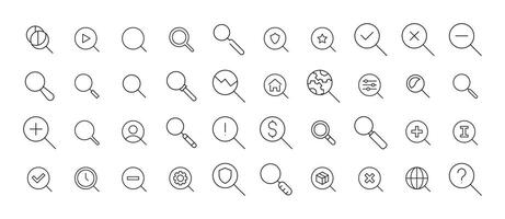 Magnifying Glass Modern Outline Style Icons for Design, Cards, Apps, Social Networks vector