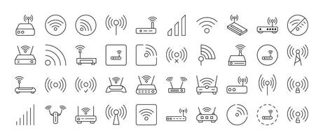 WiFi and Router Modern Outline Style Icons for Design, Cards, Apps, Social Networks vector