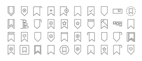 Bundle of Line Icons of Bookmark. Minimalistic Linear Pictogram for Web and Graphic Design, Apps, Banners, Social Network and Cards vector