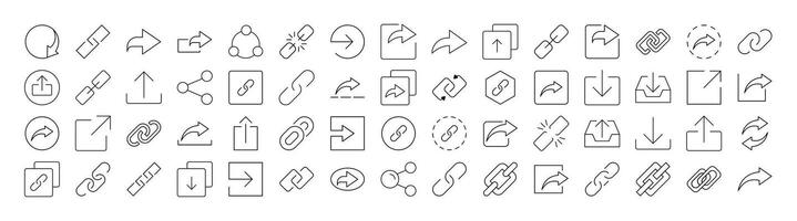 Share and Link Line Icon Collection. Outline Signs for Graphic and Web Design, Apps, Adverts, Various Cards vector