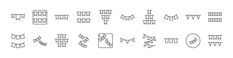 Garlands Pack of Thin Icons. Editable Stroke. Suitable for Web Sites, Books, Cards, Apps vector