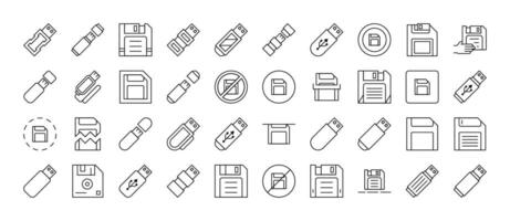 Flash Card Line Icon Bundle. Outline Signs for Graphic and Web Design, Apps, Adverts, Various Cards vector