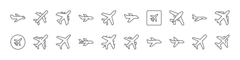 Aviation and Plane Modern Outline Style Icons for Design, Cards, Apps, Social Networks vector