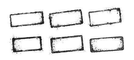 Vintage grunge stamps with distressed rectangular shapes creating a worn and retro textured design vector