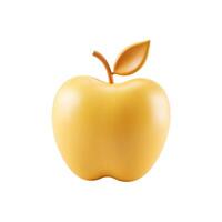 Realistic 3d golden apple with a matte finish on a plain white background illustration vector