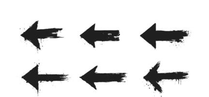 Grunge arrow with dry brush stroke featuring a curved shape and distressed texture vector