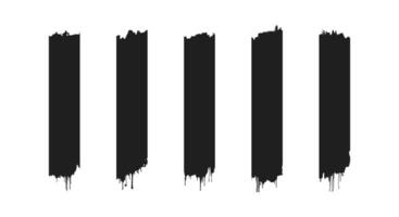 Black vertical brush strokes collection with rough edges vector