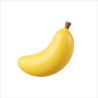 Realistic 3d cartoon banana with a matte finish on a plain white background illustration vector