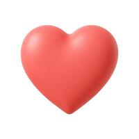 Realistic 3d red heart with a matte finish on a plain white background vector