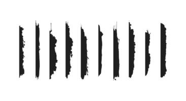 Black vertical brush strokes with rough edges vector