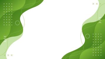 Minimalist green geometric background with fluid wave shapes. Modern dynamic wallpaper vector
