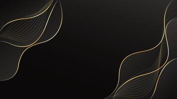 Abstract black and gold background with wavy lines vector