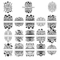 Calligraphic Design Elements and Frame Vintage Collection. Floral Border, Floral Frame Set. Flower Split Monogram vector