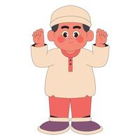 Happy muslim boy cartoon Character illustration vector