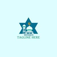 Mosque logo with additional star-shaped frame vector