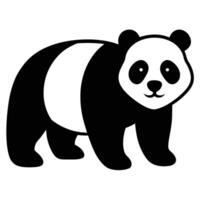 Cute Panda Silhouette Graphic Art Icon, Black and White Clipart, Panda Logo Design vector