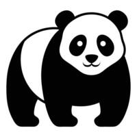 Panda Silhouette Clipart, Cute Animal Icon, Graphic Art Drawing, Black and White Panda Design vector