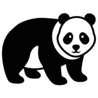 Black and White Panda Silhouette Icon, Cute Animal Clipart, Graphic Art Panda Logo Design vector