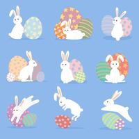 Set of Easter egg with rabbit. Flat design. vector