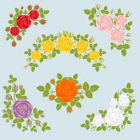 Rose bunch set. Flat flower bouquet illustration. vector