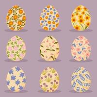 Easter eggs collection. Set of Floral pattern in egg shape. vector