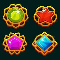 Gem Shapes Set of 4 gemstones, circle, star, square and pentagon. gems object for 2D Game development vector