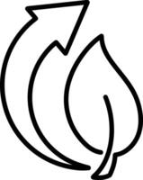 Outline doodle recycled arrow with leaf icon Sketch vector