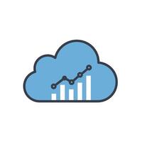 Cloud computing icon with a bar chart vector