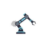 A robot arm with a machine on it vector