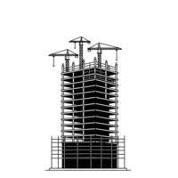 A drawing of a construction site with scaffolding vector