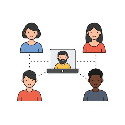 People connected to a laptop and a tablet