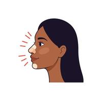 A woman with a nose blemish on her face vector