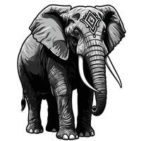 An elephant with a tribal pattern on its trunk vector