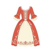 A red and white dress with a corset vector