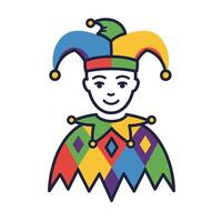 A jester is wearing a colorful hat and has a colorful beard vector