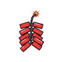 A red and black bomb with a red fuse vector