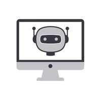 A computer monitor with an image of a robot on it vector