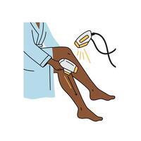 A person is using an electric hair removal device vector