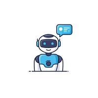 A robot with a speech bubble on his head vector