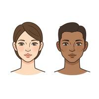 Two people with different skin tones vector