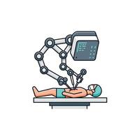 A robot is operating on a patient vector
