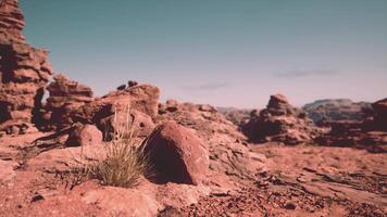 A rock formation in the middle of a desert video