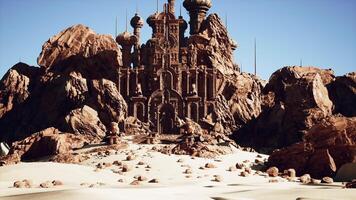A very strange looking building in the middle of a desert video