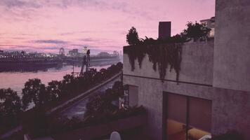 Balcony Overlooking River With Table and Chairs video